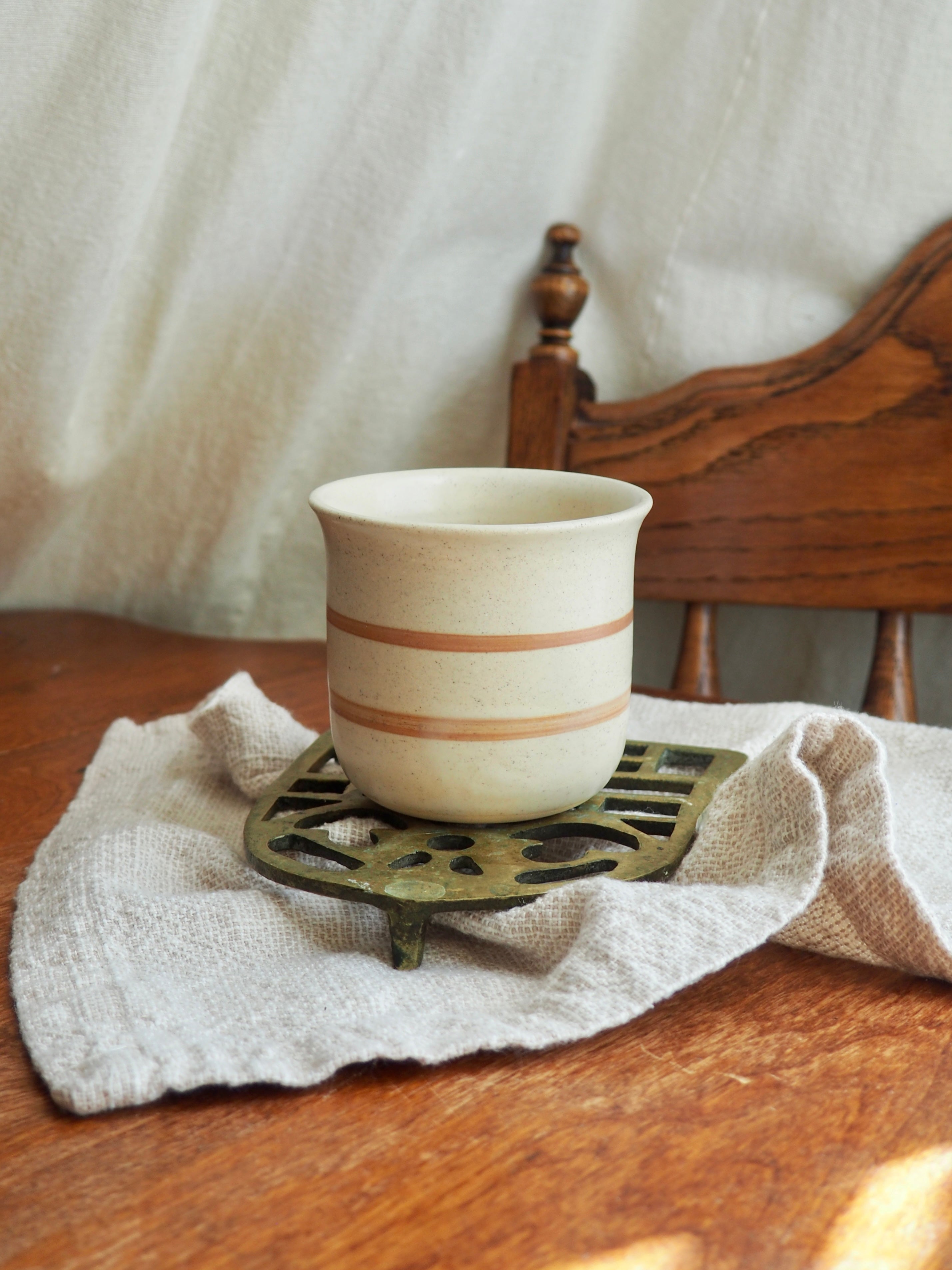 Small Drinking Cup with Brown Stripes