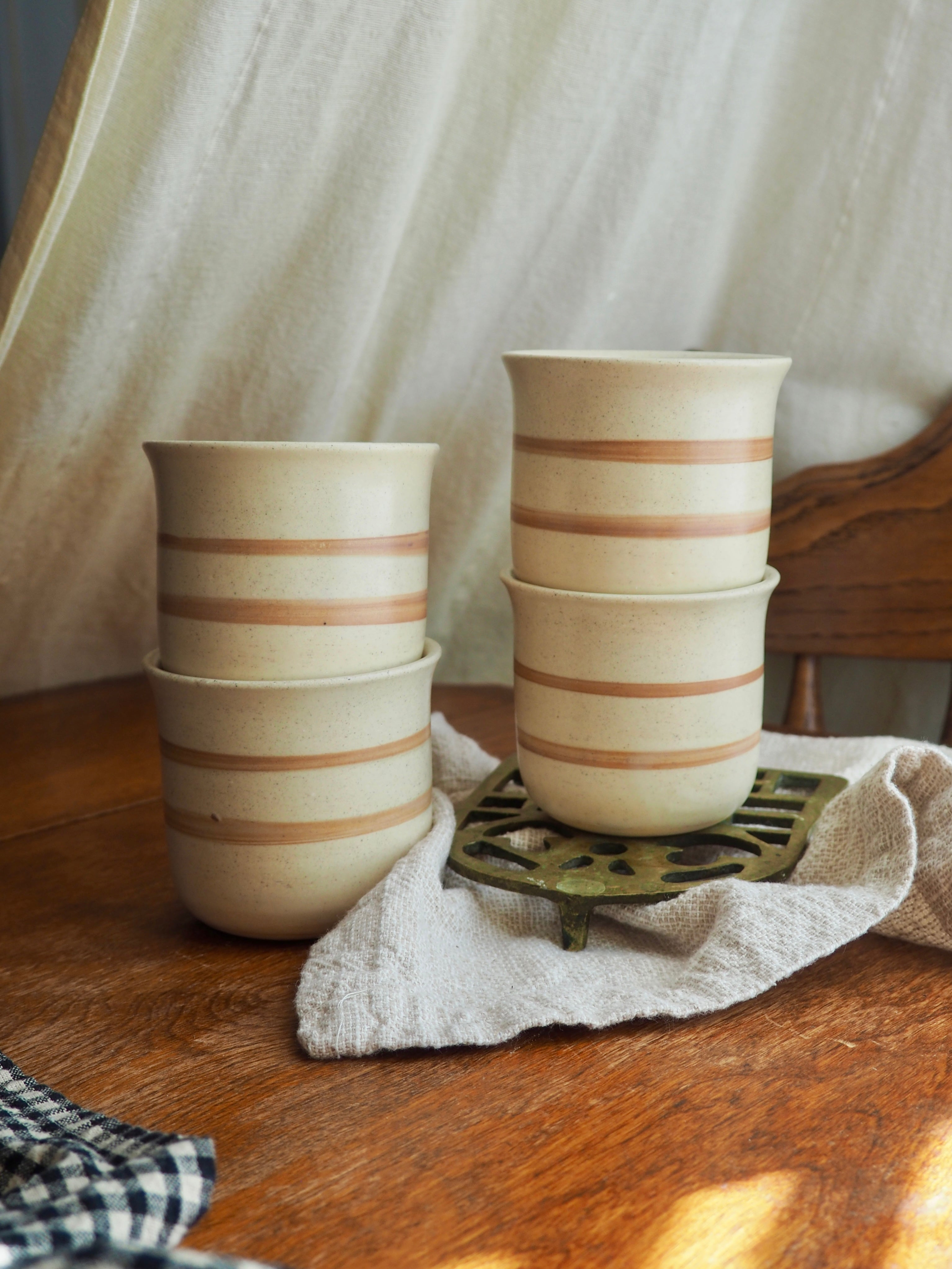 Small Drinking Cup with Brown Stripes