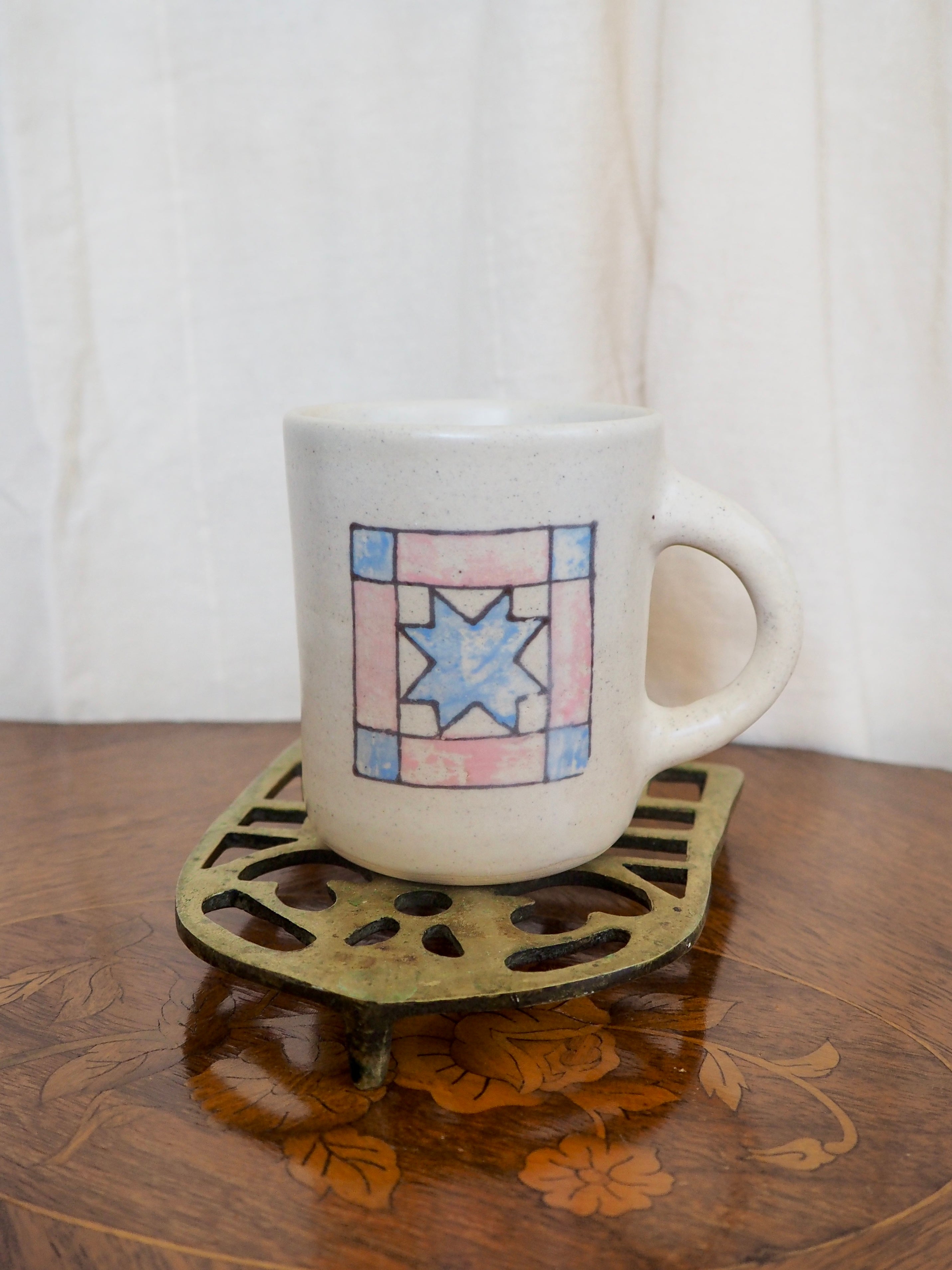 Pink and Blue Quilt Square Mug