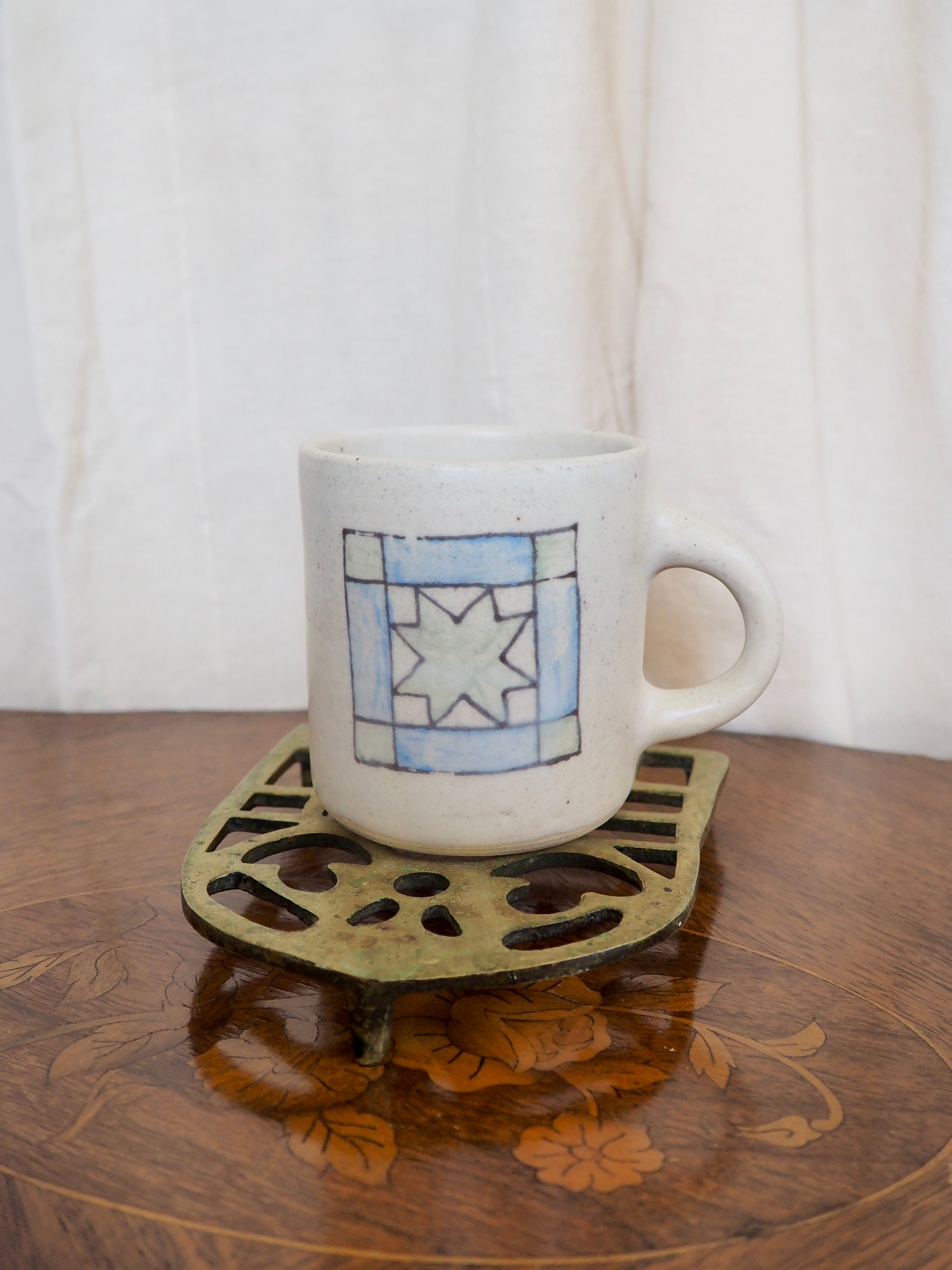 Blue and Green Quilt Square Mug