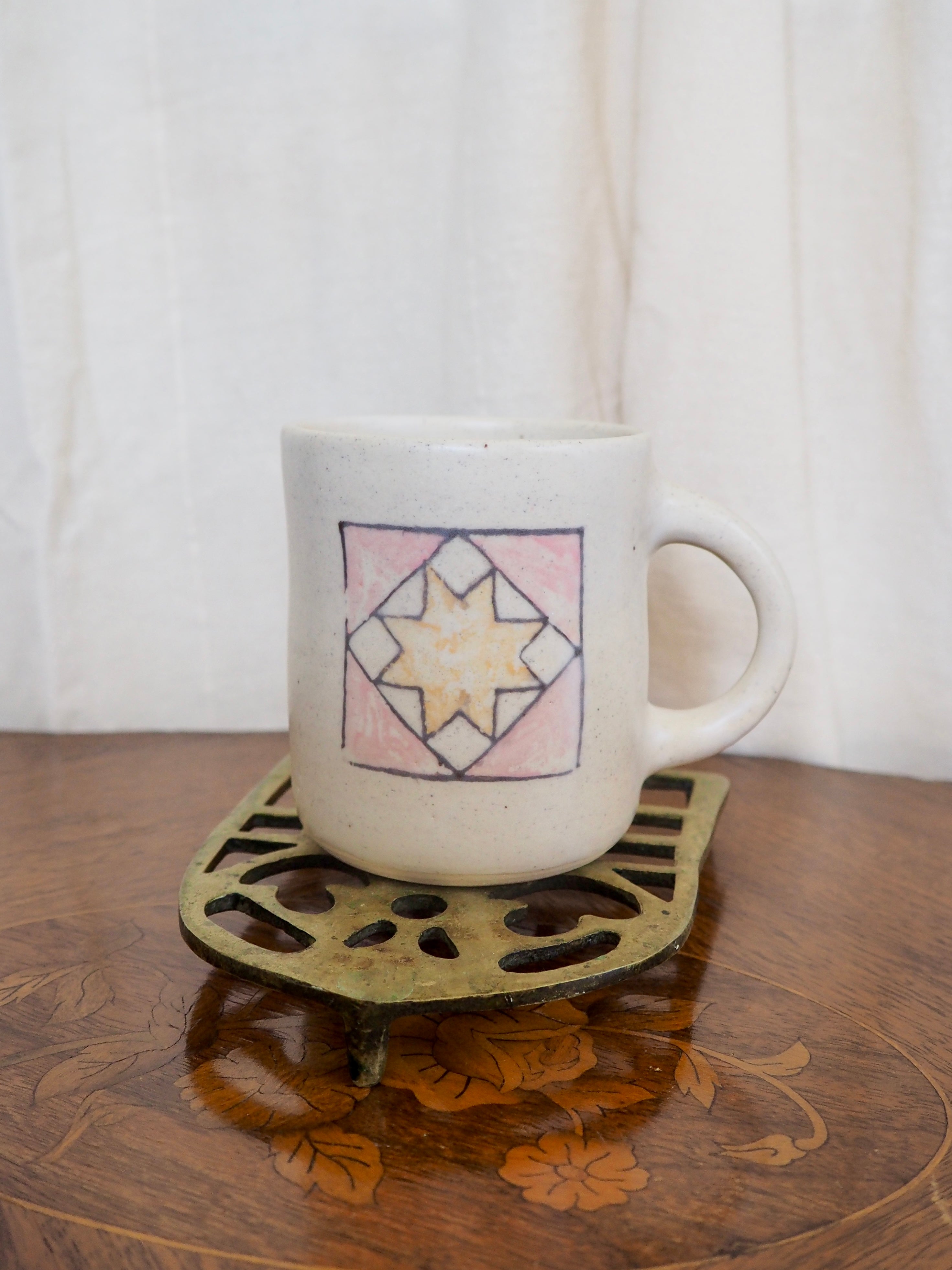 Pink and Yellow Quilt Square Mug