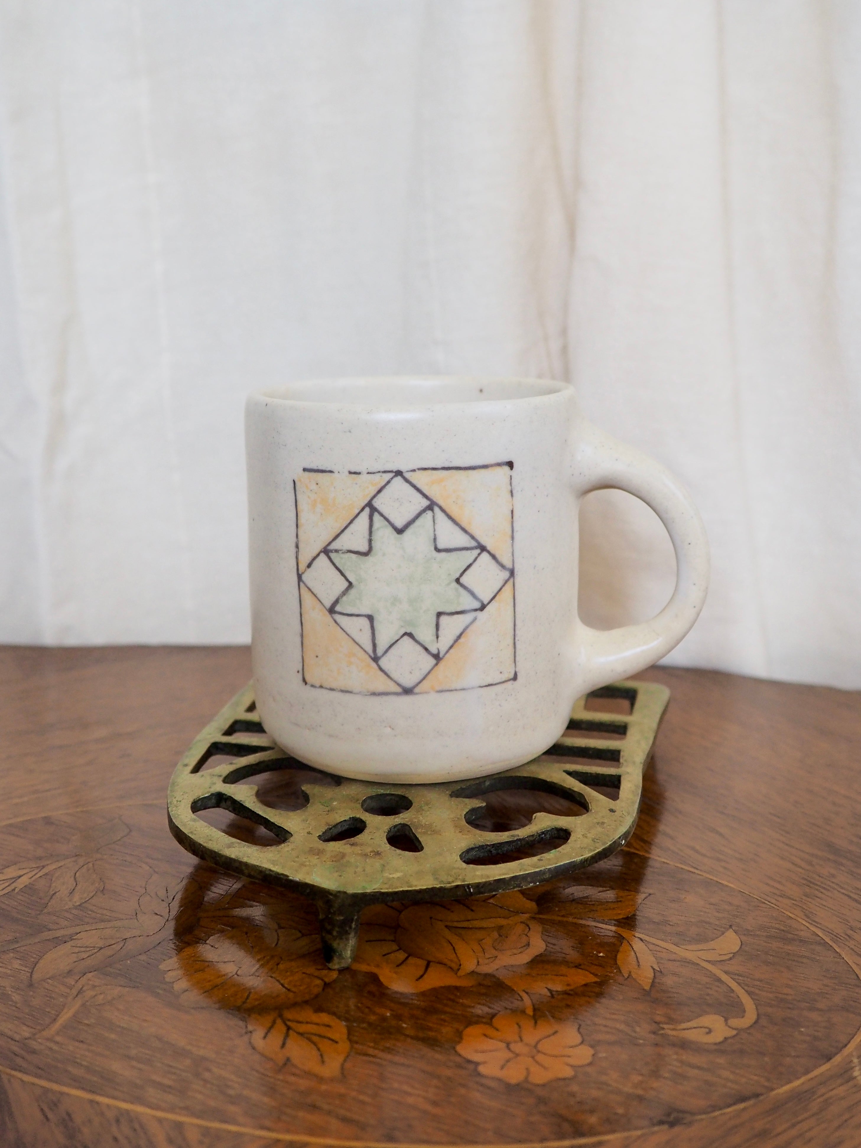 Yellow and Green Quilt Square Mug