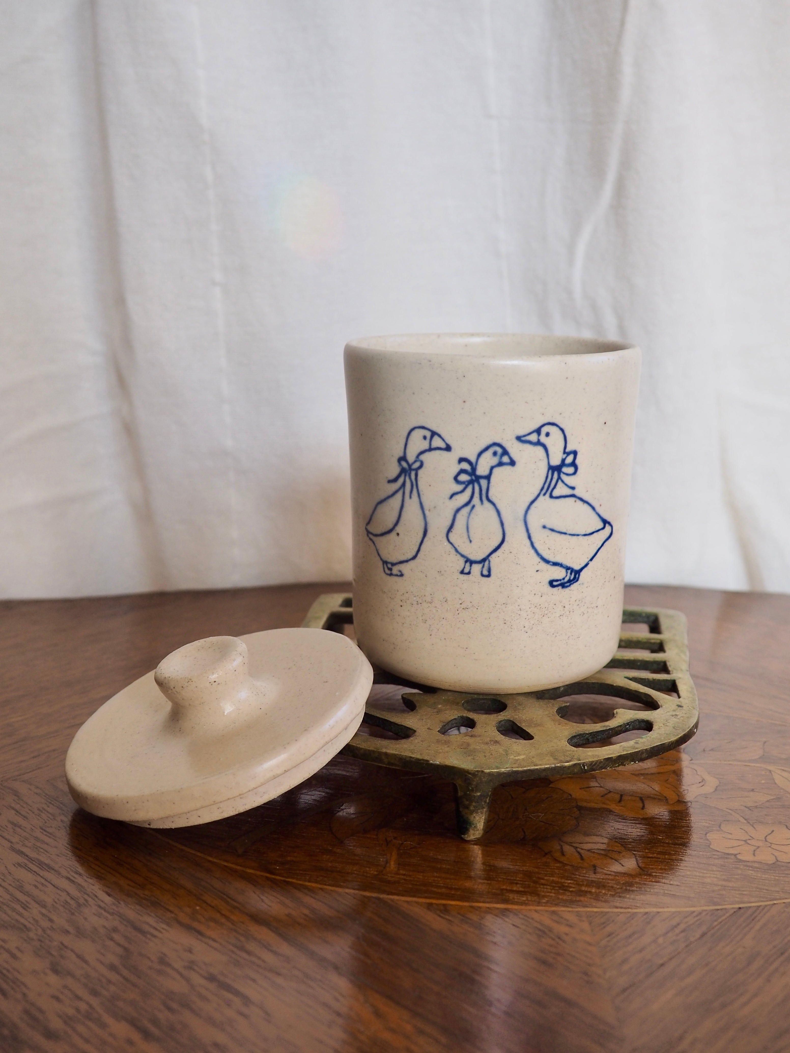 Three Geese Lidded Jar