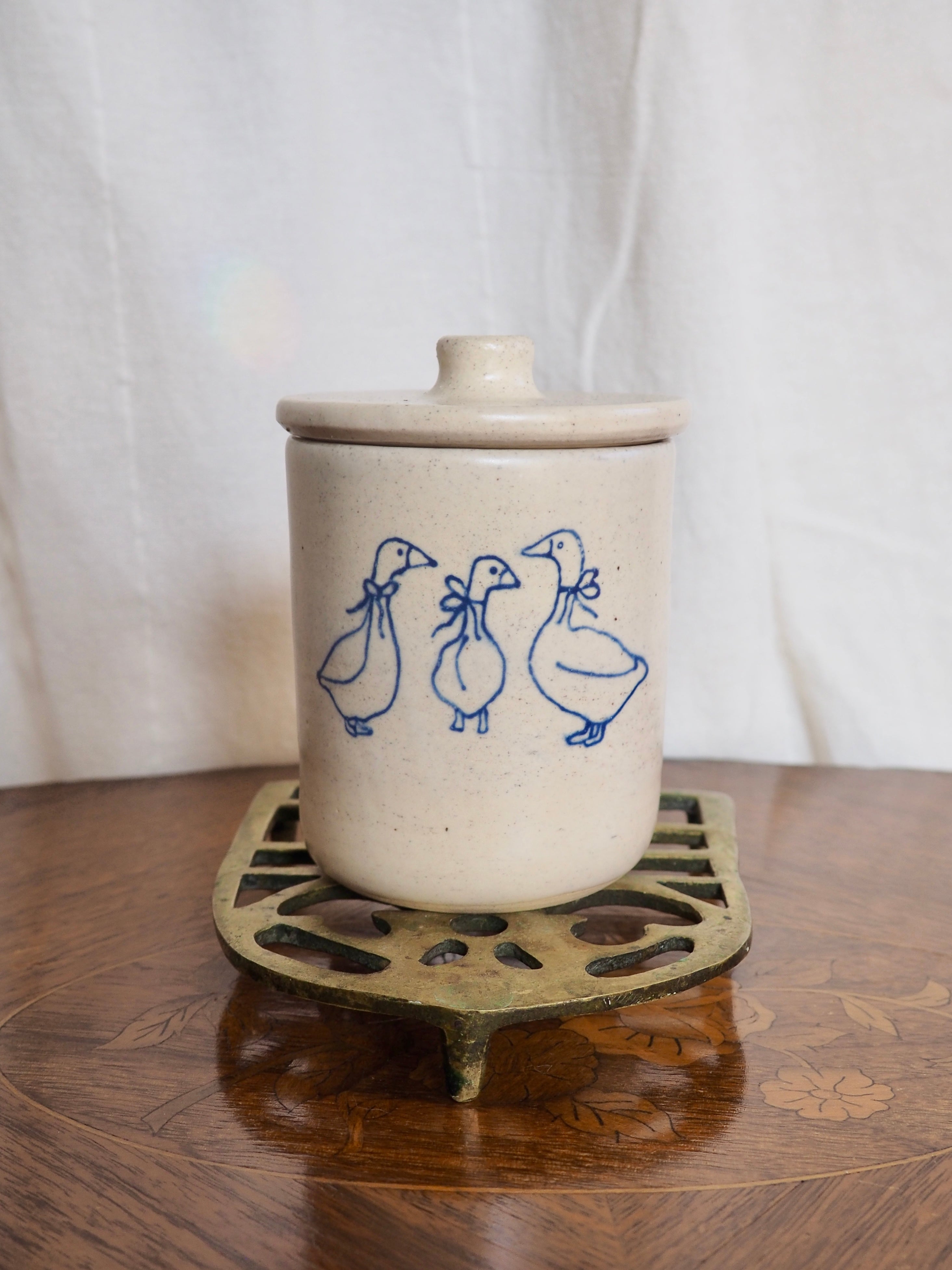 Three Geese Lidded Jar 2