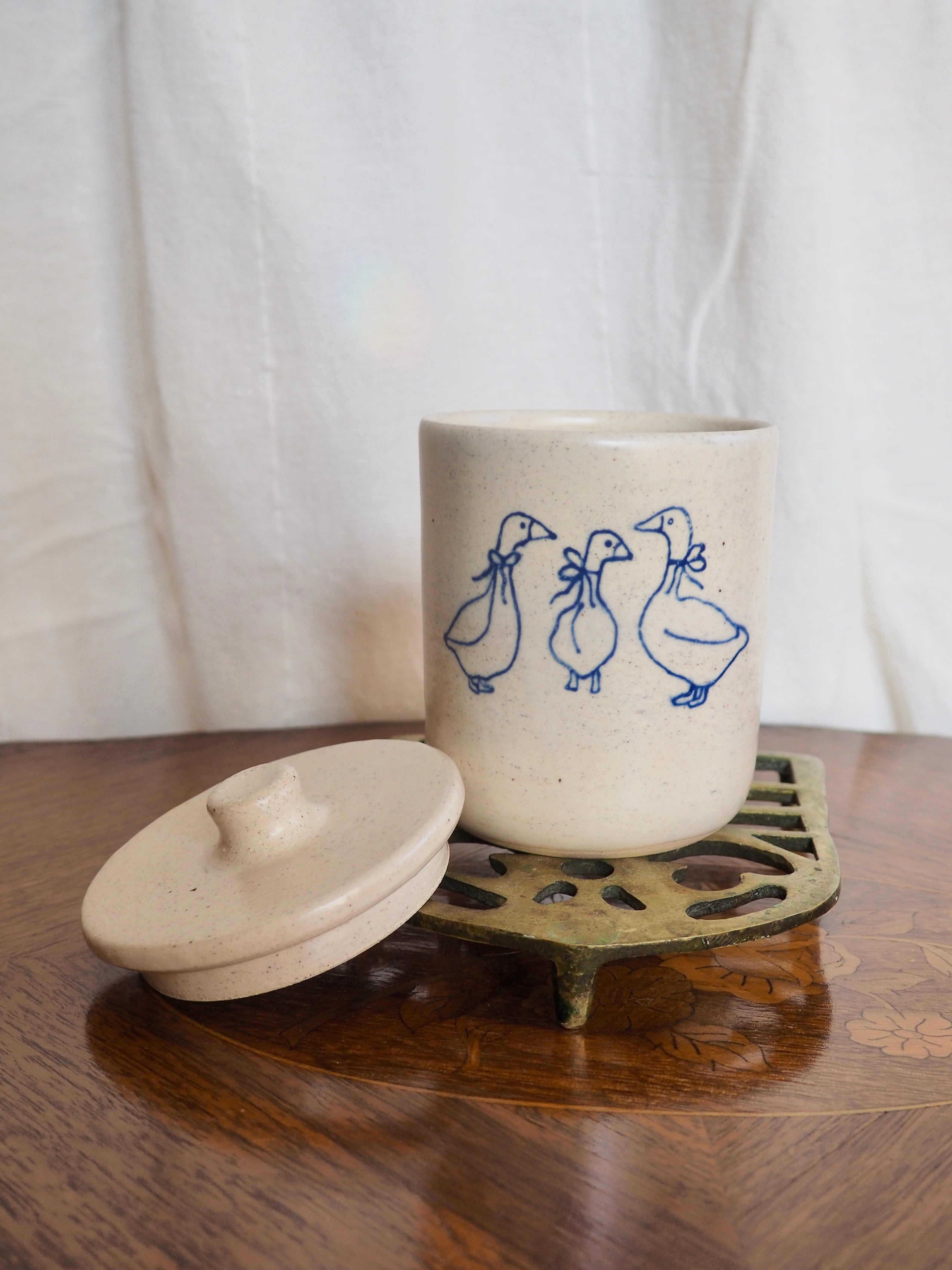 Three Geese Lidded Jar 2