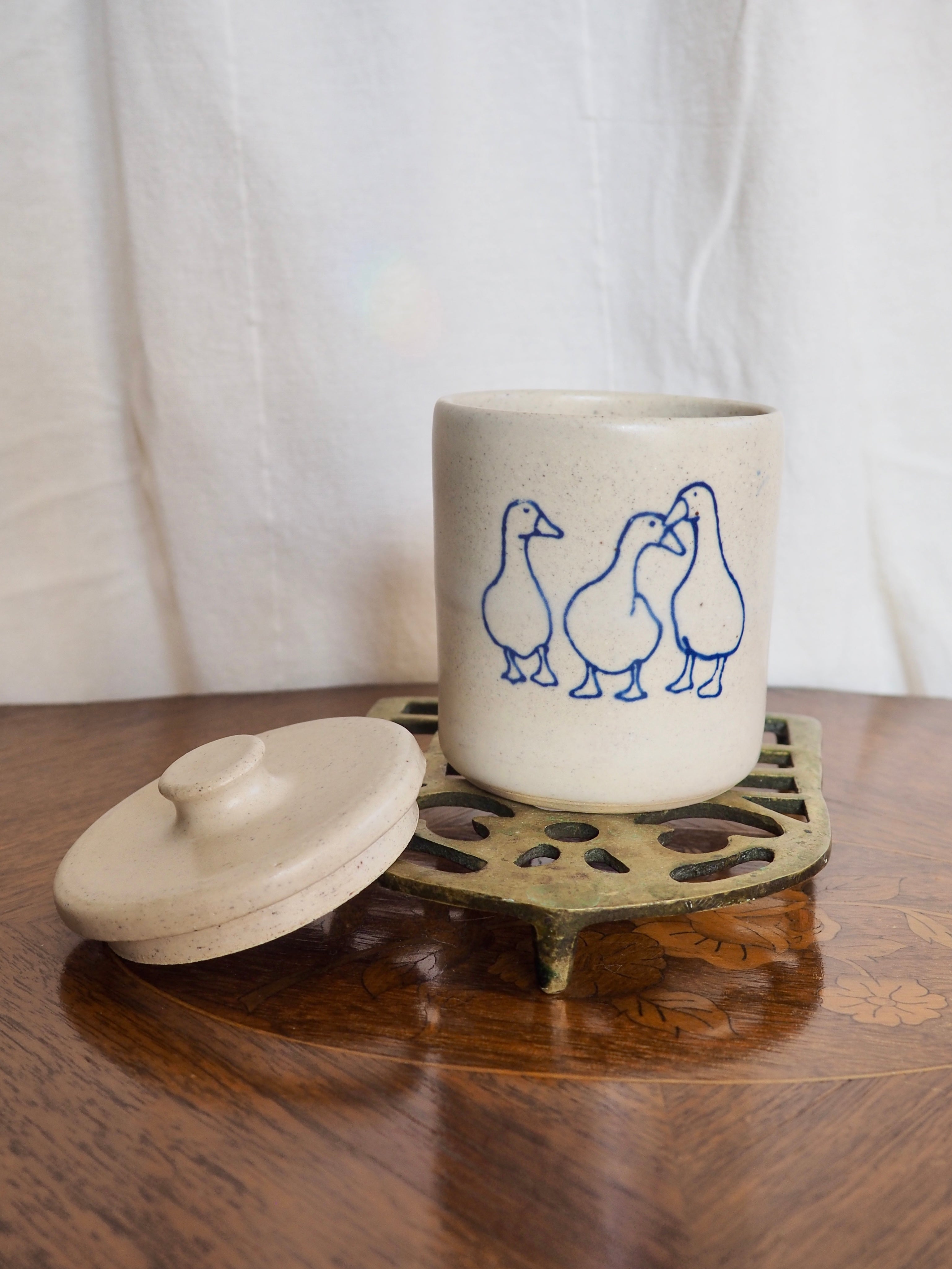 Three Ducks Lidded Jar