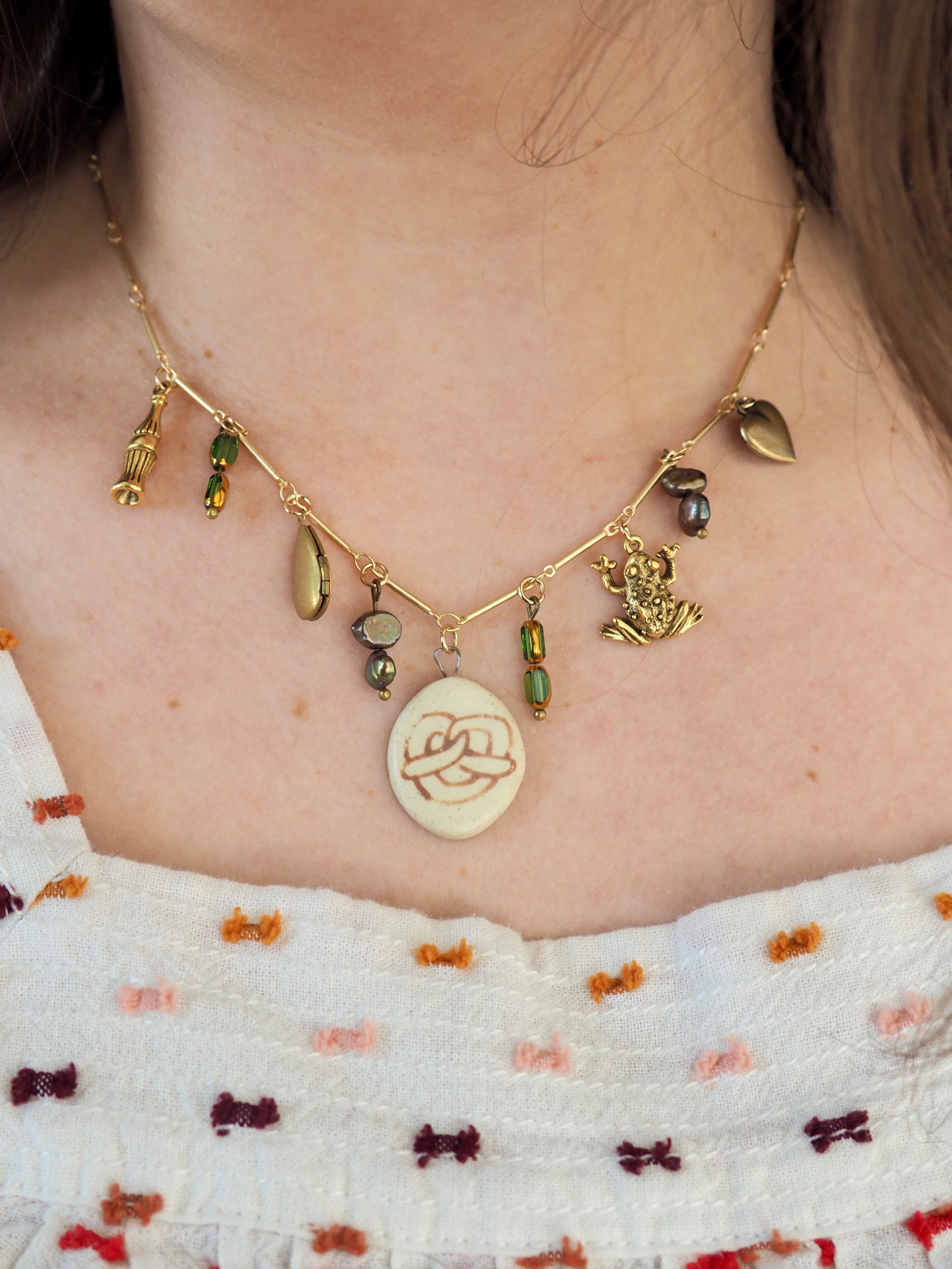 Pretzel Charm Necklace