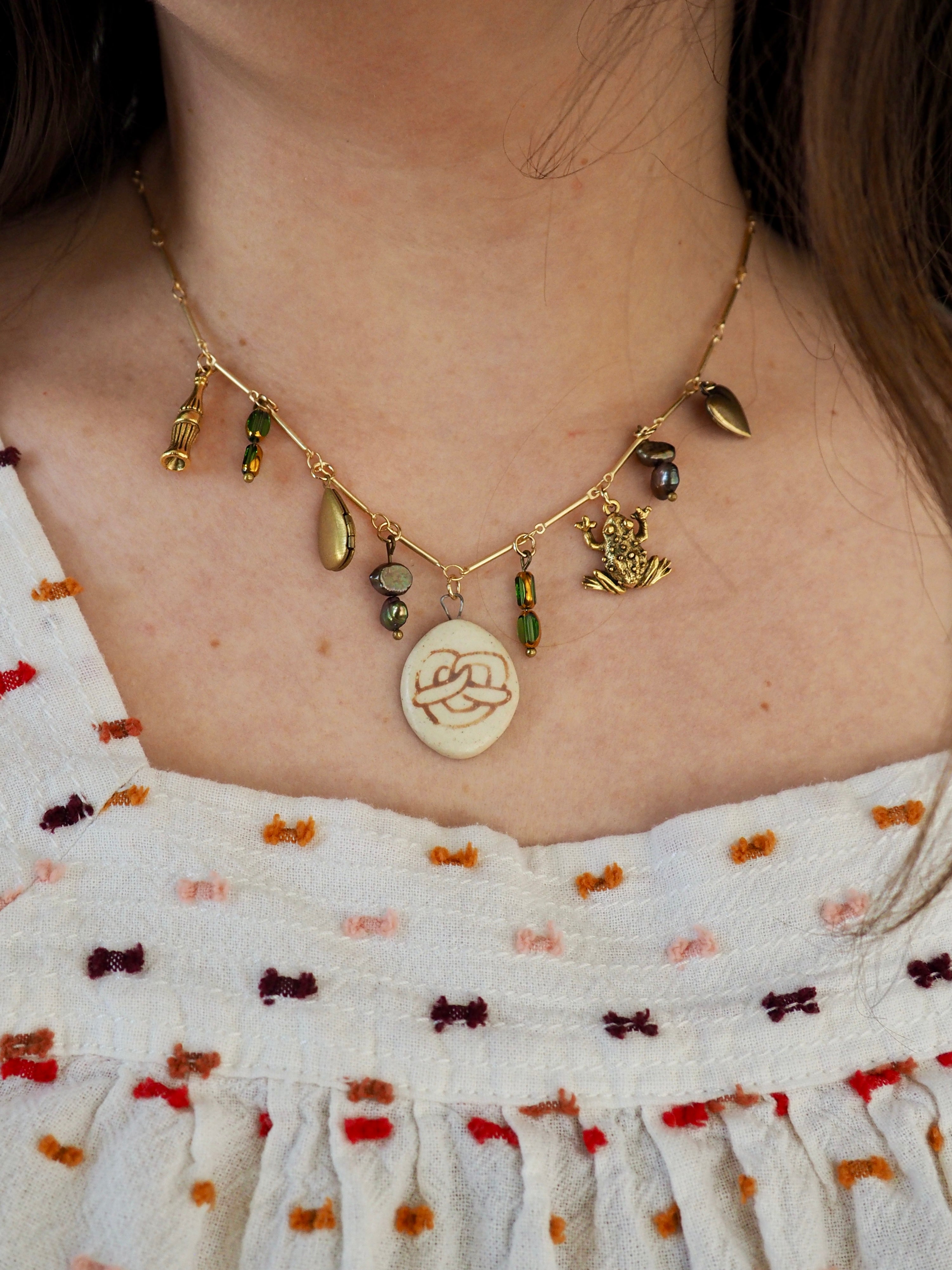 Pretzel Charm Necklace